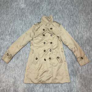 Women’s Beige Trench Coat Double Breasted Long Jacket Size L (Unbranded)